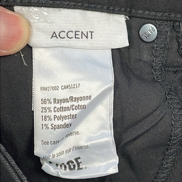 New Paige Accent Black Fog Luxe Coating Ultra High Rise Jeans Button Fly Sz 24 - Picture 11 of 14
